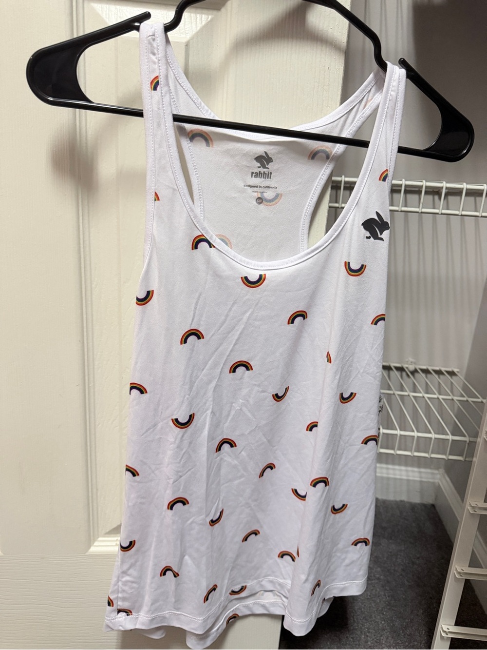 🌈 NWT limited ed rare HTF Rabbit White Remix Running Rainbow Pride Tank Top 🏳️‍🌈